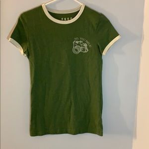 Tee shirt with words on the front